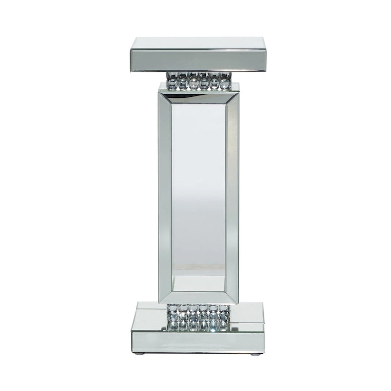 Glass Mirrored Pedestal Table - Silver - Roche River Decor - 12Wx12Lx28H