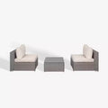 WestinTrends 3-Piece Outdoor Patio Armless Sofa Conversation Bistro Set with Coffee Table, Gray/Ivory