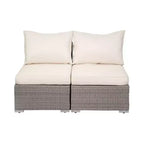 WestinTrends 3-Piece Outdoor Patio Armless Sofa Conversation Bistro Set with Coffee Table, Gray/Ivory