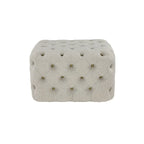 Linen Fabric Tufted Ottoman - Beige - Roche River Decor