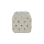 Linen Fabric Tufted Ottoman - Beige - Roche River Decor