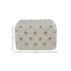 Linen Fabric Tufted Ottoman - Beige - Roche River Decor
