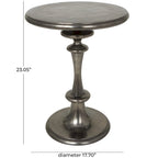 Aluminum Metal Turned Style Accent Table - Black - Roche River Decor - 18W x 18L x 23H