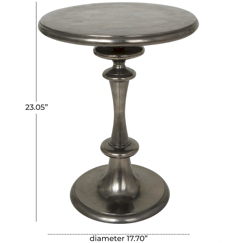 Aluminum Metal Turned Style Accent Table - Black - Roche River Decor - 18W x 18L x 23H