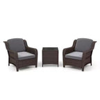 Costway 3 PCS Outdoor Patio Furniture Set with Cushions and Tempered Glass Coffee Table