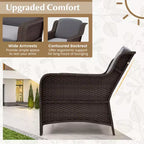 Costway 3 PCS Outdoor Patio Furniture Set with Cushions and Tempered Glass Coffee Table