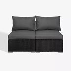 WestinTrends Outdoor Patio Rattan Wicker Armless Sofa with Cushions (Set of 2), Gray/Ivory