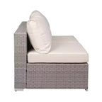 WestinTrends Outdoor Patio Rattan Wicker Armless Sofa with Cushions (Set of 2), Gray/Ivory
