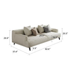 Modern Gray Cotton Linen Upholstered Sofa for Living Room
