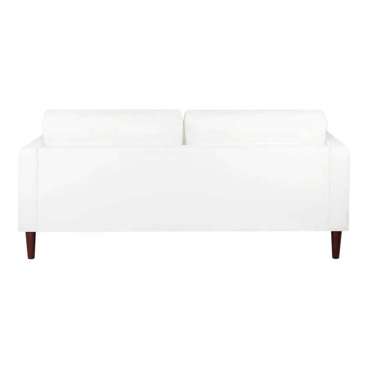 Modern Genuine Leather Sofa with Wooden Legs & Additional Bolster Pillow