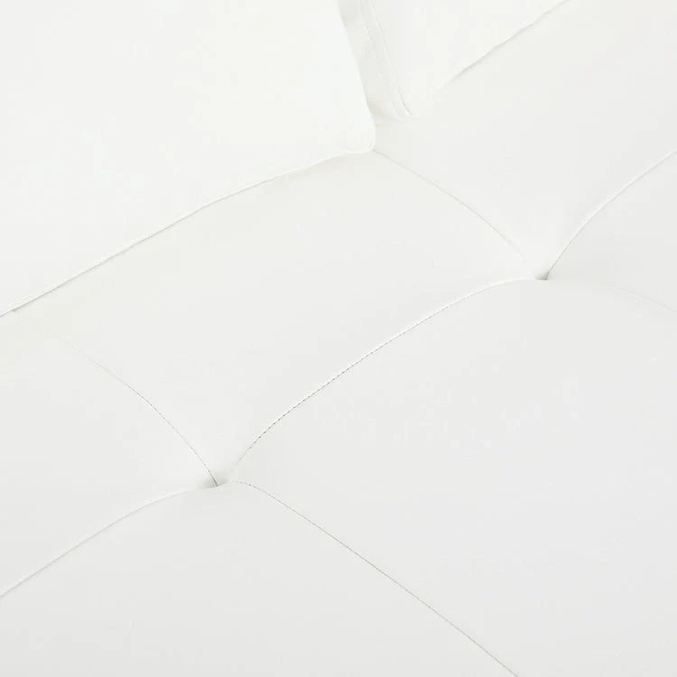 Modern Genuine Leather Sofa with Wooden Legs & Additional Bolster Pillow