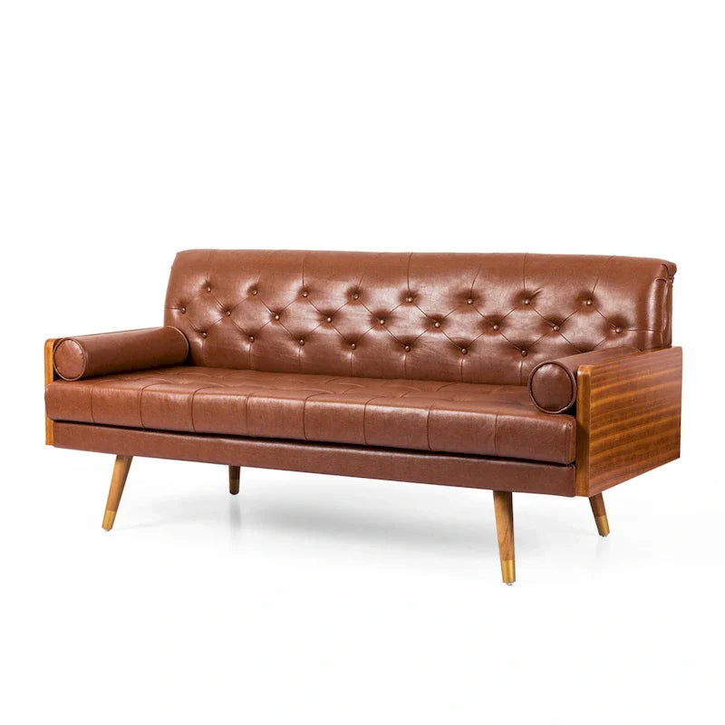 Barnard Mid-century Tufted Sofa with Accent Pillows by Christopher Knight Home
