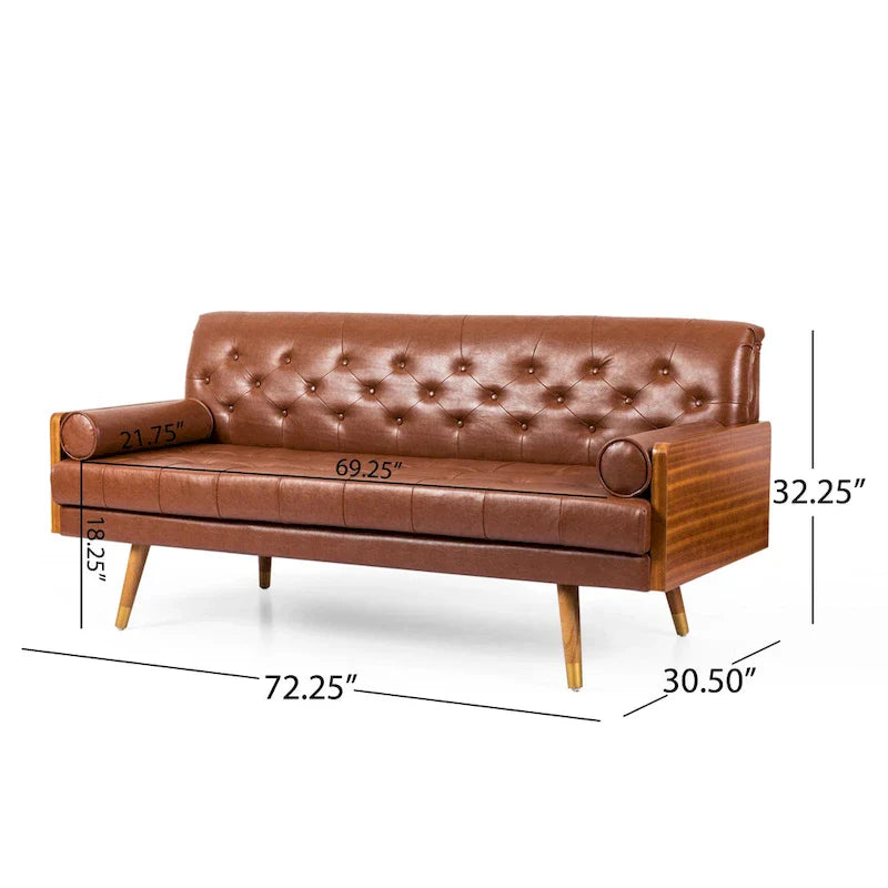 Barnard Mid-century Tufted Sofa with Accent Pillows by Christopher Knight Home