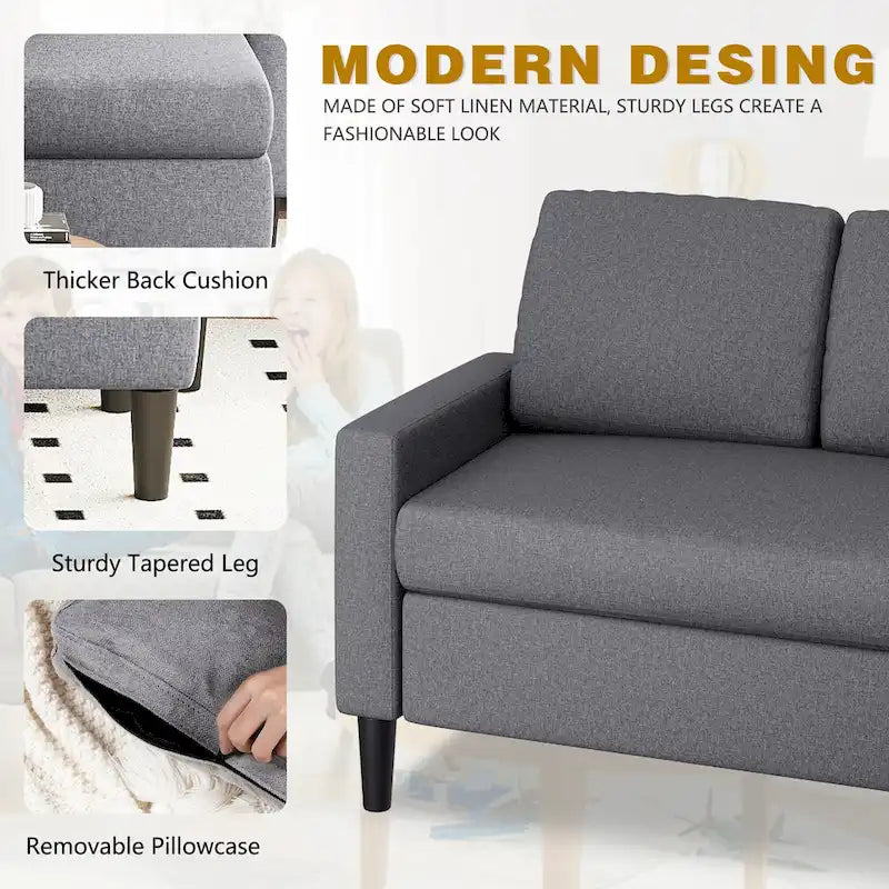 Futzca 74 Convertible Sectional Sofa Couch, Small L-Shaped Sofa
