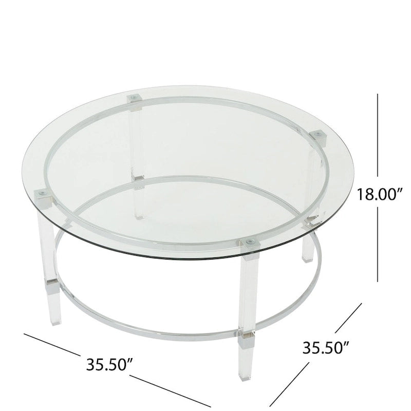 Elowen Round Glass Coffee Table by Christopher Knight Home - 35.5L x 35.5W x 18H