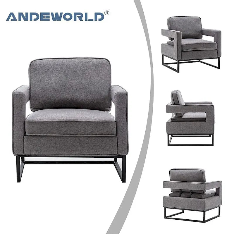 Modern Arm Accent Chair, Mid Century Living Room Chair Upholstered Lounge Chair