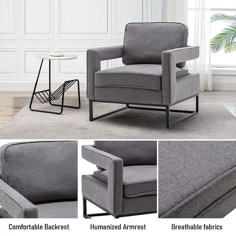 Modern Arm Accent Chair, Mid Century Living Room Chair Upholstered Lounge Chair