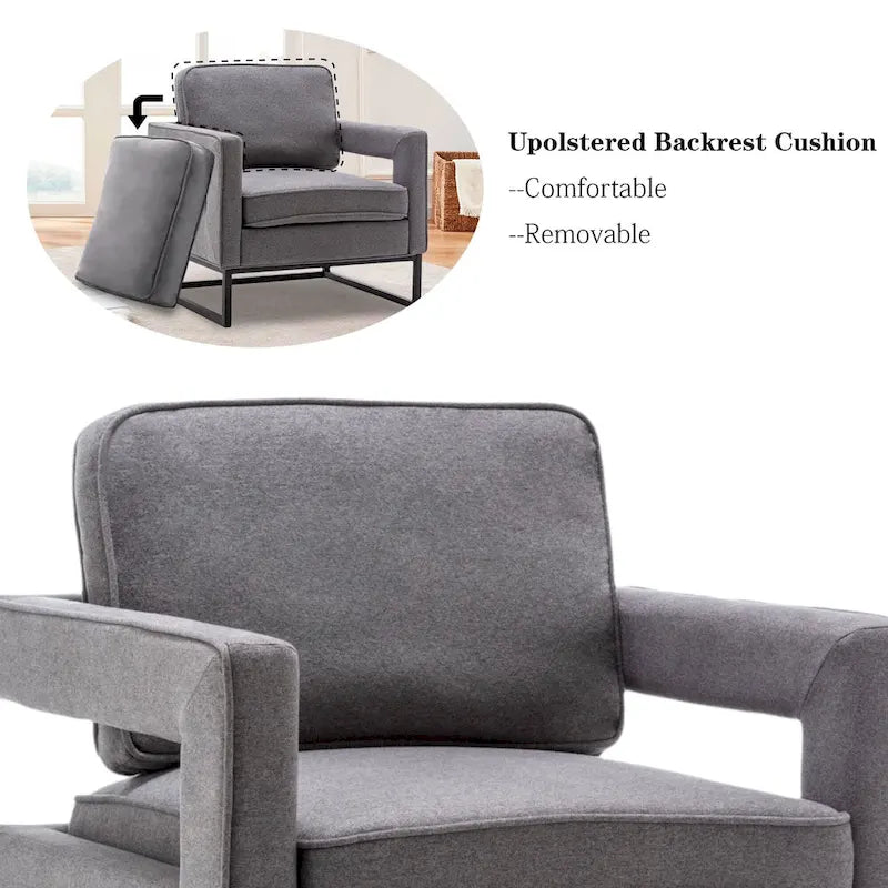 Modern Arm Accent Chair, Mid Century Living Room Chair Upholstered Lounge Chair