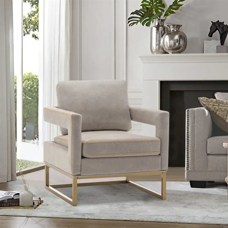 Modern Arm Accent Chair, Mid Century Living Room Chair Upholstered Lounge Chair