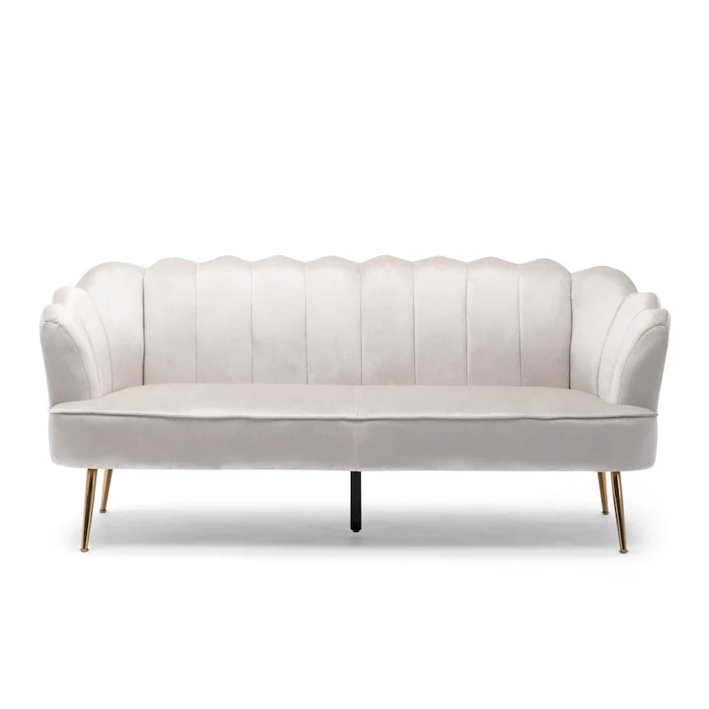 Reitz Glam Velvet Shell 3 Seater Sofa by Christopher Knight Home - 76.25 L x 29.25 W x 33.50 H