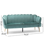 Reitz Glam Velvet Shell 3 Seater Sofa by Christopher Knight Home - 76.25 L x 29.25 W x 33.50 H