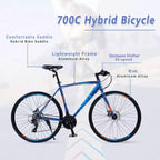 Road Bike With 24 Speeds Drivetrain, 700C Bike With Disc Brakes, Lightweight City Bike Aluminum Alloy Frame,Road Hybrid Bike