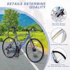 Road Bike With 24 Speeds Drivetrain, 700C Bike With Disc Brakes, Lightweight City Bike Aluminum Alloy Frame,Road Hybrid Bike