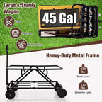Costway Heavy-Duty Wagon Cart with Adjustable Handlebar Bottle Holders & Storage Pocket Coffee/Grey