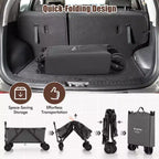 Costway Heavy-Duty Wagon Cart with Adjustable Handlebar Bottle Holders & Storage Pocket Coffee/Grey