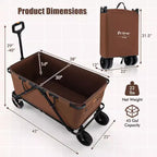 Costway Heavy-Duty Wagon Cart with Adjustable Handlebar Bottle Holders & Storage Pocket Coffee/Grey
