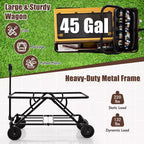 Costway Heavy-Duty Wagon Cart with Adjustable Handlebar Bottle Holders & Storage Pocket Coffee/Grey