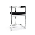 Black Velvet Barstool Polished Silver Frame