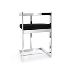 Black Velvet Barstool Polished Silver Frame