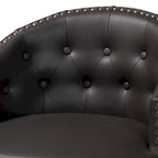 Avril Modern and Contemporary Brown Faux Leather Tufted Swivel Barstool with Nail heads Trim (Set of 2)