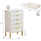 5 Drawer Dresser Chest of Drawers with Metal Leg Wood Dresser Storage