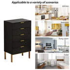 5 Drawer Dresser Chest of Drawers with Metal Leg Wood Dresser Storage