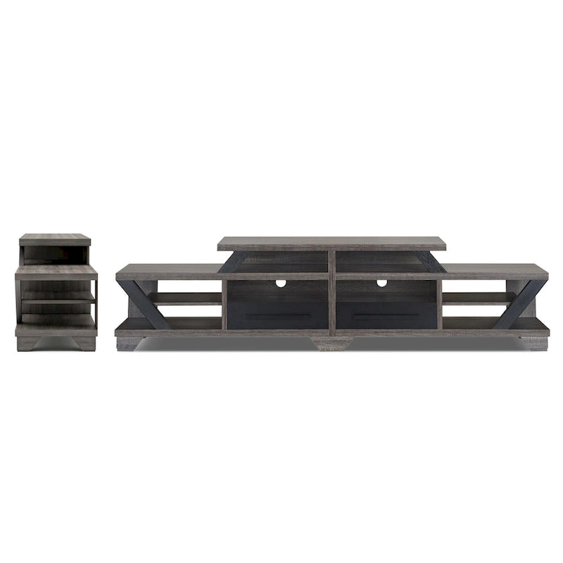 DH BASIC Modern Gray 82 Wide Open Shelf Tiered TV Stand by Denhour