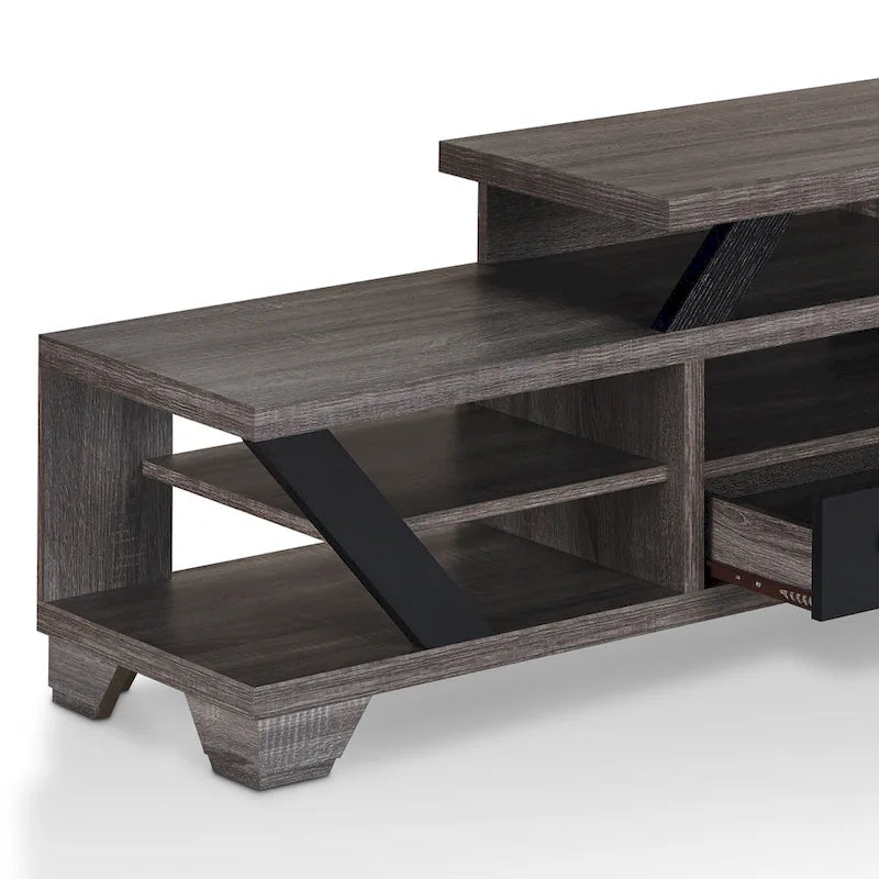 DH BASIC Modern Gray 82 Wide Open Shelf Tiered TV Stand by Denhour