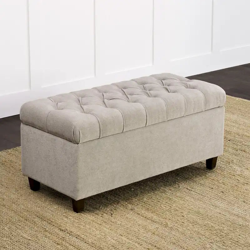 Copper Grove Muir Button Tufted Storage Bench Silver Ash