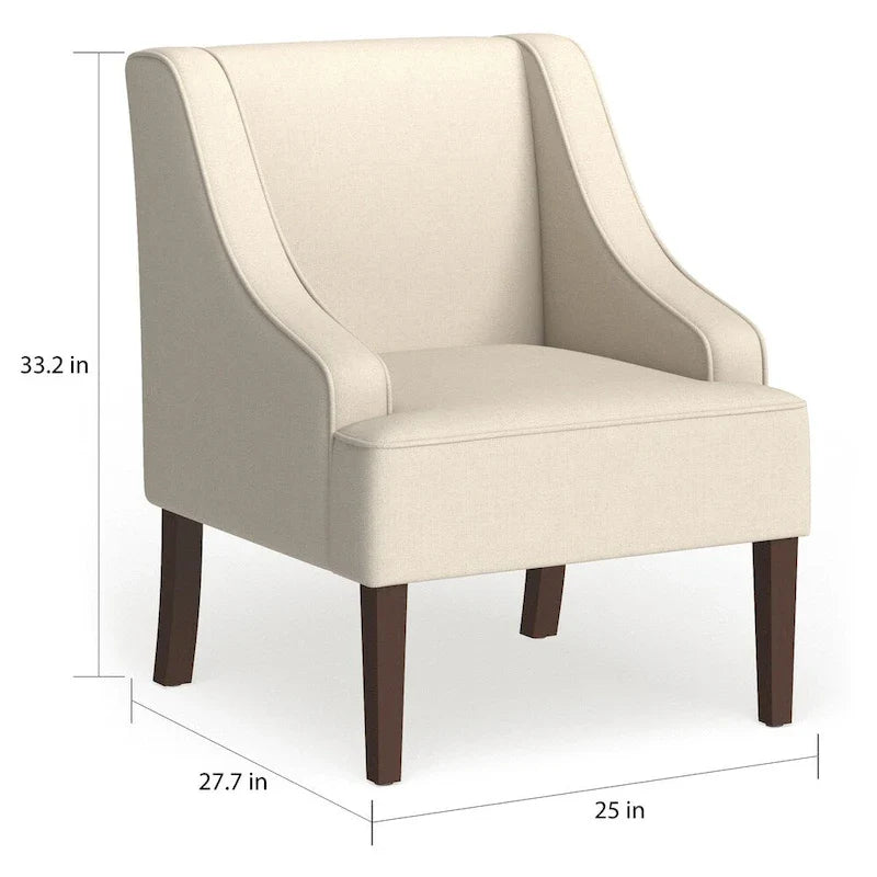 Porch & Den Lyric Cream Swoop Arm Accent Chair