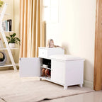 Wooden Shoe Storage Bench Shoe Ottoman Cabinet with Drawer,White