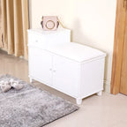 Wooden Shoe Storage Bench Shoe Ottoman Cabinet with Drawer,White