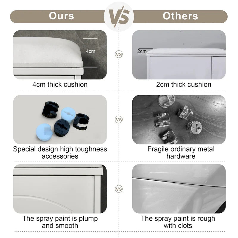 Wooden Shoe Storage Bench Shoe Ottoman Cabinet with Drawer,White