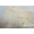 Home&Manor Gold Leather Square Cube Pouf
