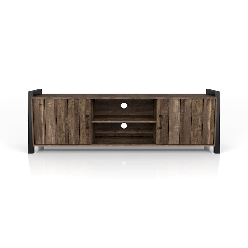 Carson Farmhouse Reclaimed Oak 66-inch 6-Shelf TV Stand