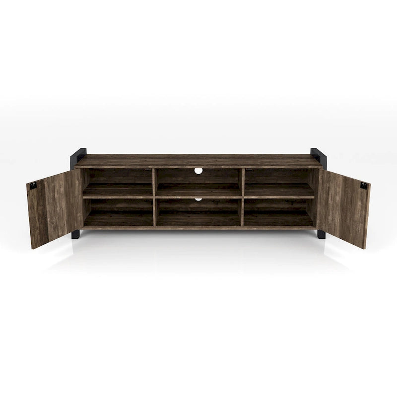 Carson Farmhouse Reclaimed Oak 66-inch 6-Shelf TV Stand