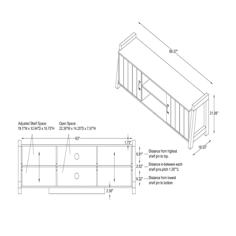 Carson Farmhouse Reclaimed Oak 66-inch 6-Shelf TV Stand