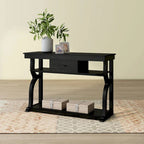 DH BASIC Farmhouse Black Oak 47-inch 3-Open Shelf Console Table by Denhour