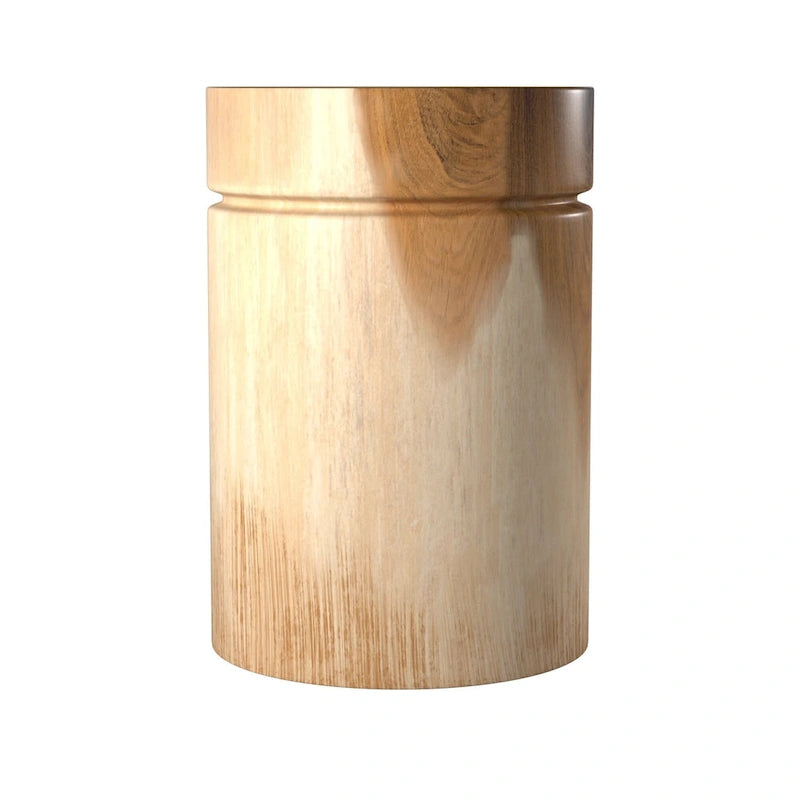 Natural Solid Acacia Wood Round End Table by East at Main