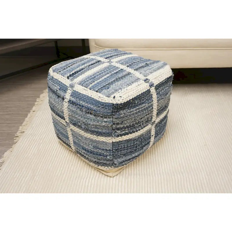 Home&Manor Wool Cotton Marinez Pouf